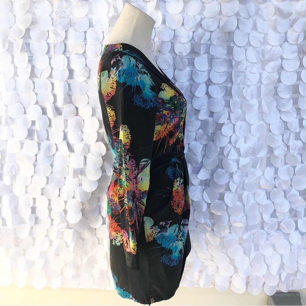 Vintage Yumi Kim 100% Silk Black floral print Mini dress, Small Party Cocktail - Picture 3 of 12